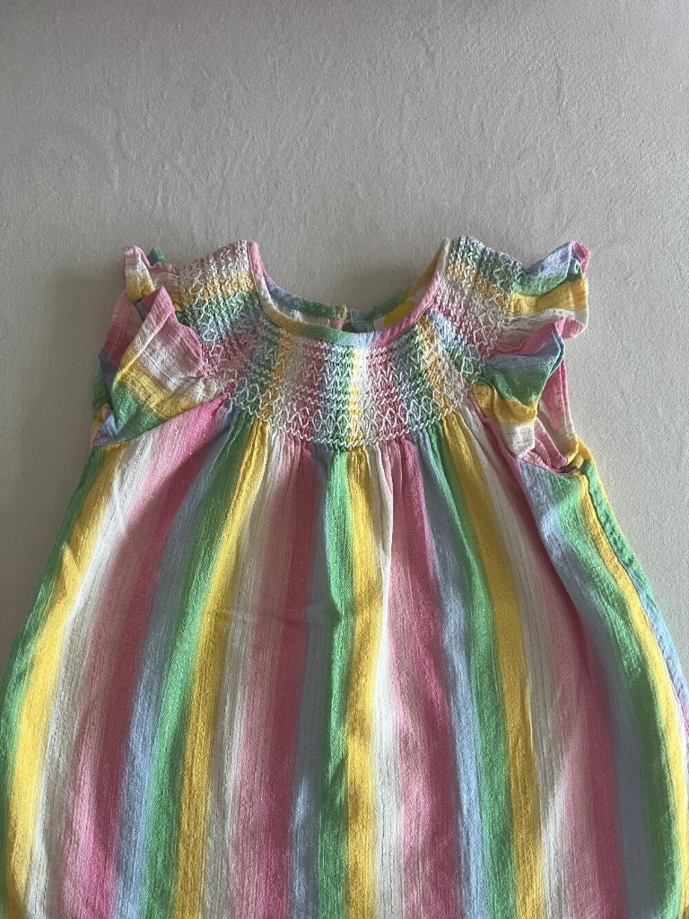 Mini Boden Woven Smocked Top Rainbow Gradient Stripe, 2-3y